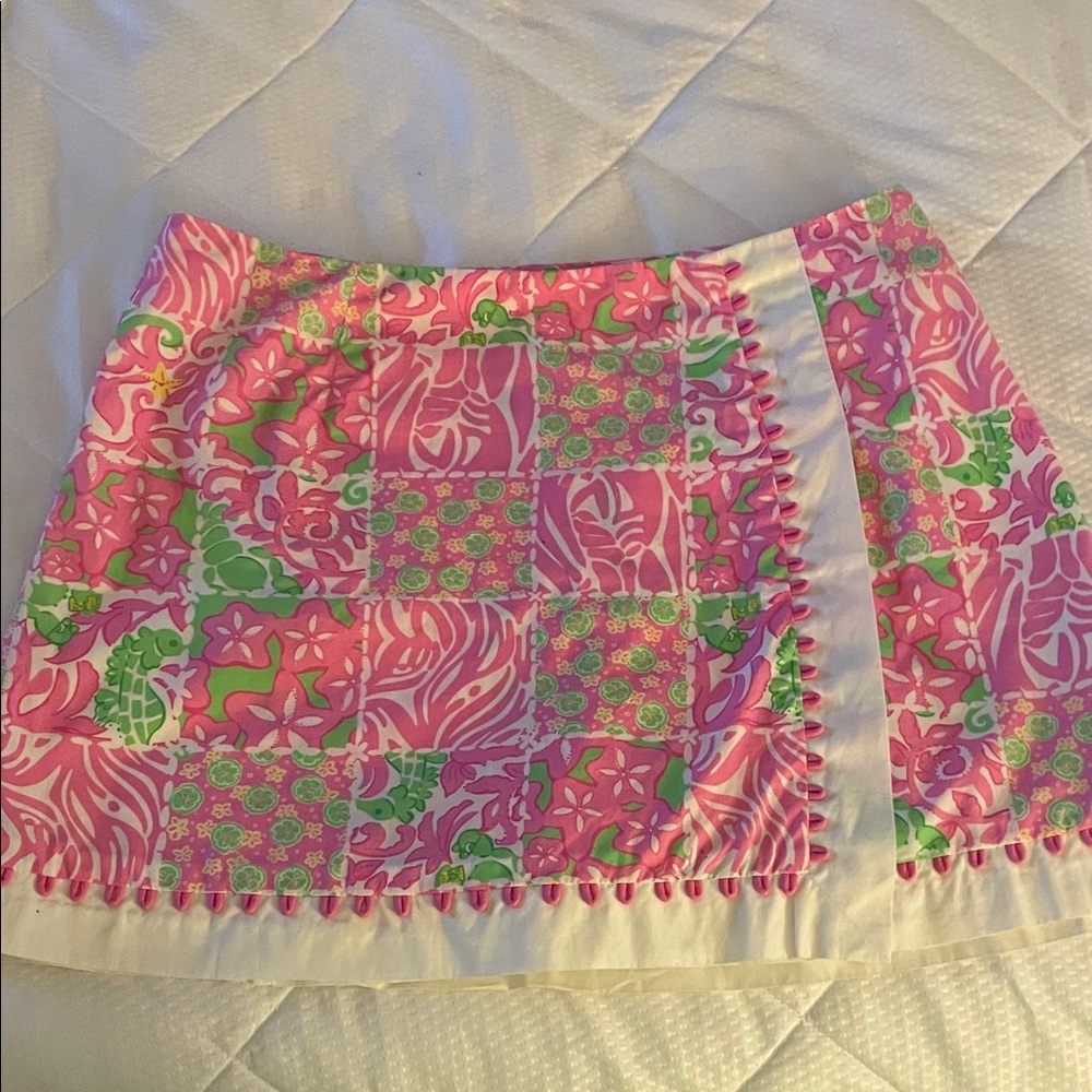 Vintage Lilly Pulitzer Pink and Green Patchwork Mini Skort